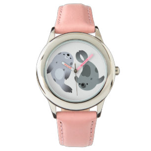 Twee Cute Playful Cartoon Harp Seals Watch Horloge