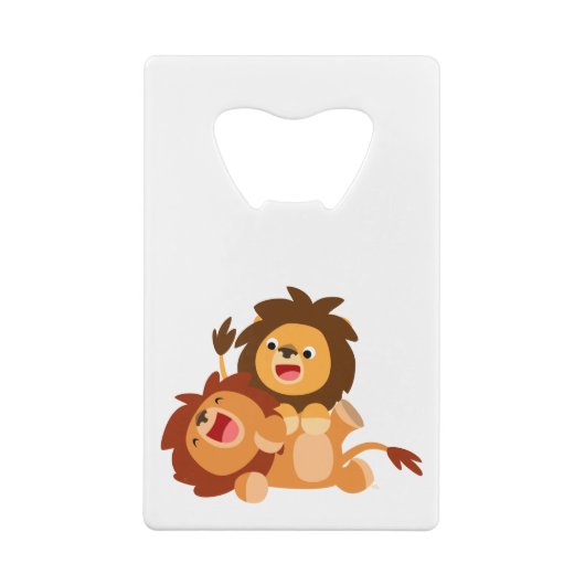 Twee Cute Playful Cartoon Lions Bottle Opener Kredietkaart Flessenopener (Achterkant)