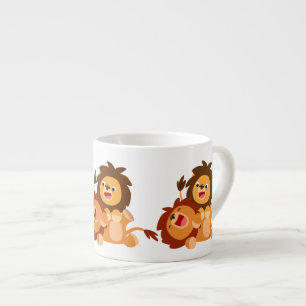 Twee Cute Playful Cartoon Lions Espresso Mok