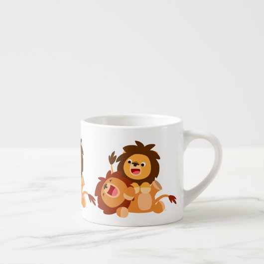 Twee Cute Playful Cartoon Lions Espresso Mok (Rechts)