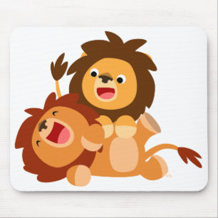 Twee Cute Playful Cartoon Lions Mousepad Muismat