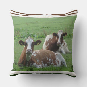 Twee Cute White-Brown Cows Pillow Kussen