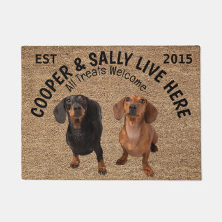 Twee Dachshunds gepersonaliseerd Hondenliefhebber Deurmat