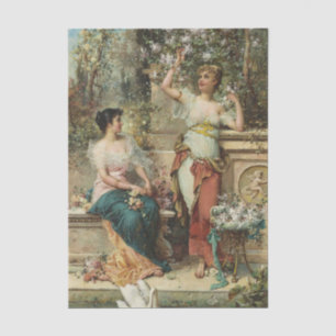 Twee dames in een park van Hans Zatzka Tissuepapier