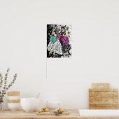 Twee dames in het zwart en wit, moderne jurken poster (Keuken)