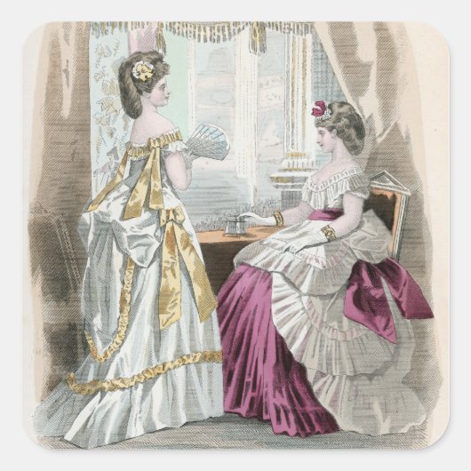 Twee dames vierkante sticker (Voorkant)