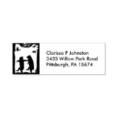 Twee dansende Beren Uil in Tree Black Silhouette Zelfinktende Stempel (Design)