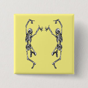 Twee dansende skeletten Halloween Button