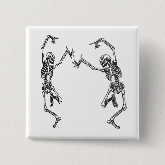 Twee dansende skeletten Halloween Button (Voorkant)