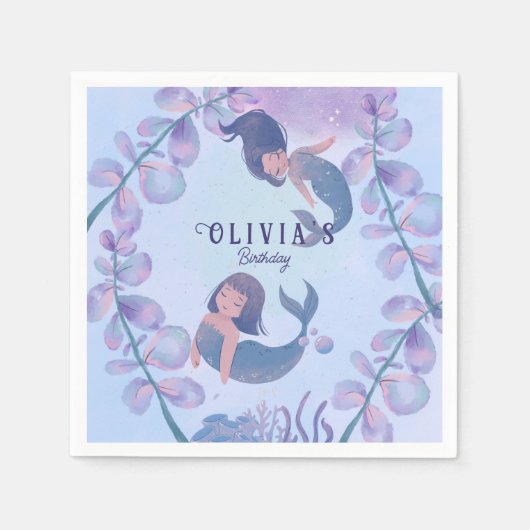 Twee dansende zeemeermin servet (Voorkant)