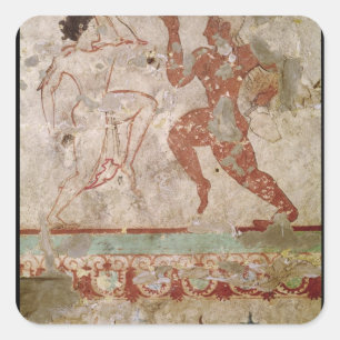 Twee dansers en dolfijnen vierkante sticker