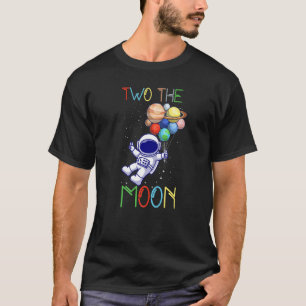 Twee de maan 2e verjaardag Astronaut met planeten T-shirt