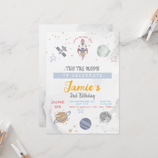Twee de maan 2e verjaardag kaart (Voorkant / Achterkant in situ)