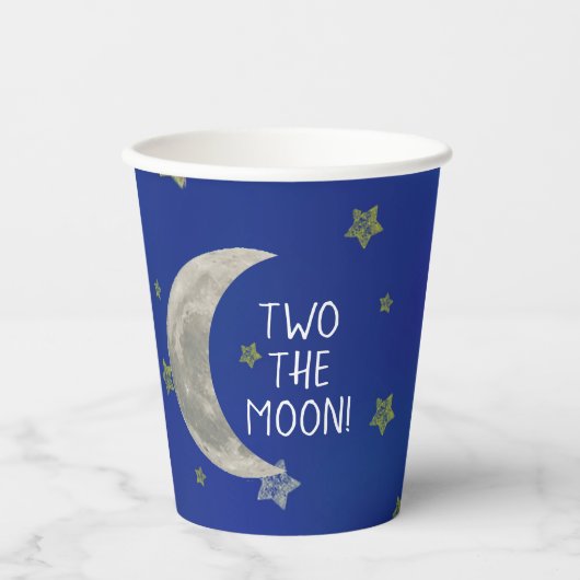 Twee De Maan 2e verjaardag papieren bekers (Voorkant)