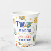 Twee De Maan 2e Verjaardag Ruimte Galaxy Party Papieren Bekers (Voorkant)