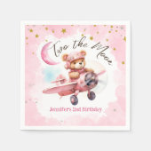 TWEE de maan | Meisje Roze 2e verjaardag Servet (Voorkant)