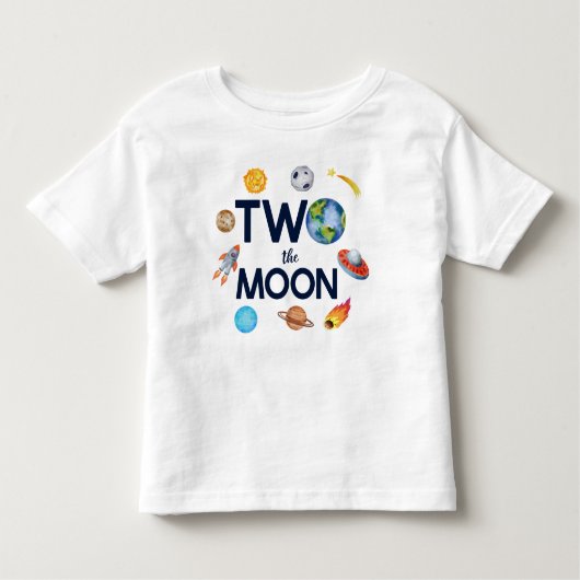 Twee De Maan Outer Space Planet 2e Verjaardagsfees Kinder Shirts (Voorkant)