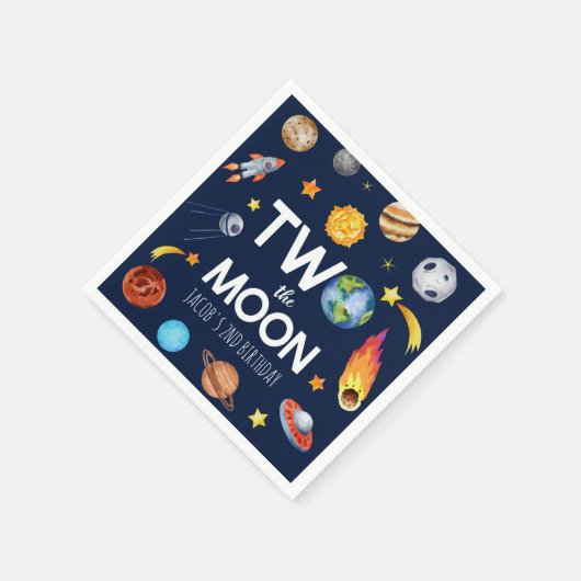 Twee De Maan Outer Space Planet Verjaardagsfeest Servet (Hoek)