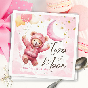 TWEE de maan   roze meisje 2e verjaardag Servet