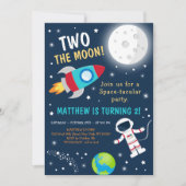 Twee De Maan Ruimte Verjaardag Kaart (Voorkant)