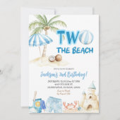 Twee De Strand Kust Theme Boy Tweede Verjaardag Kaart (Voorkant)