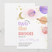 Twee de uitnodiging van de Moon Birthday Party (Voorkant / Achterkant)