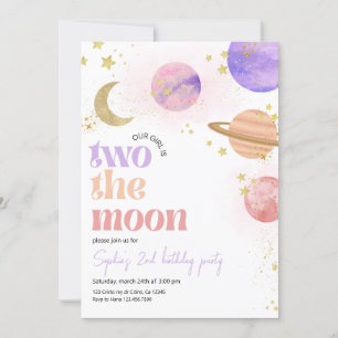 Twee de uitnodiging van de Moon Birthday Party