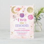 Twee de verjaardag van het maanmeisje kaart (Staand voorkant)