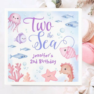 Twee De Zee Meisjes 2e Verjaardag Schattigee Oceaa Servet