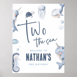Twee De Zee Oceaan 2e Verjaardagsfeestje Poster te