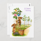 Twee decorerende konijnen briefkaart (Voorkant / Achterkant)