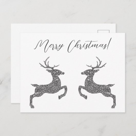 Twee deeg in Faux Silver Glitter met douanetekst Briefkaart (Voorkant / Achterkant)