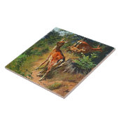 Twee deer en klap in het bos tegeltje (Zijkant)