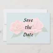 Twee delicate roze rozen save the date (Achterkant)