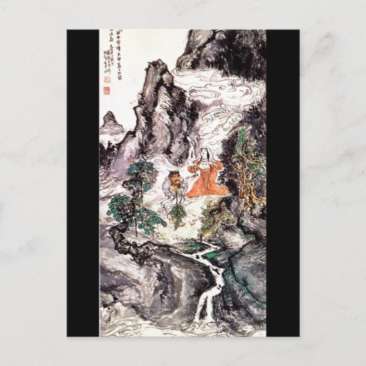 Twee divinities Dansen c. 1924 Japans schilderen Briefkaart (Voorkant)