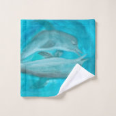 Twee dolfijnen die Wilde en Vrije in de Oceaan spe Bad Handdoek (Wasdoekje)