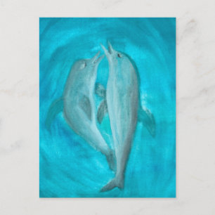 Twee dolfijnen die Wilde en Vrije in de Oceaan spe Briefkaart