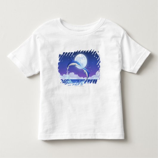 Twee dolfijnen zonder fles springen uit het water kinder shirts (Voorkant)