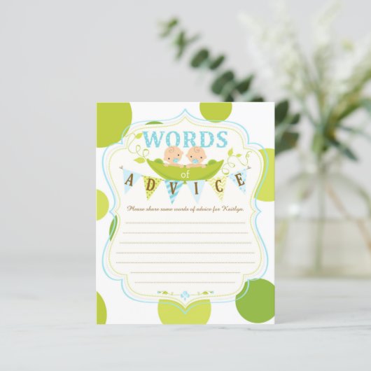 Twee doperwten in een Kaart met twee peul (Staand voorkant)