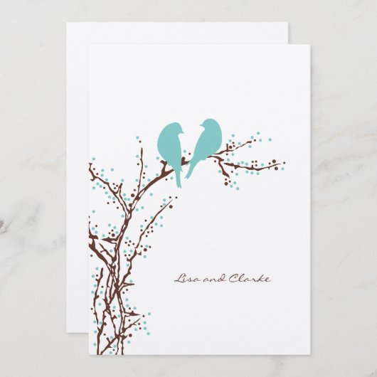 Twee Doves {mod} Wedding Invitations Kaart (Voorkant / Achterkant)