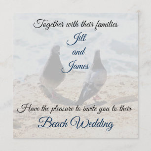 Twee Doves van Ocean Photo Print Beach Wedding Kaart