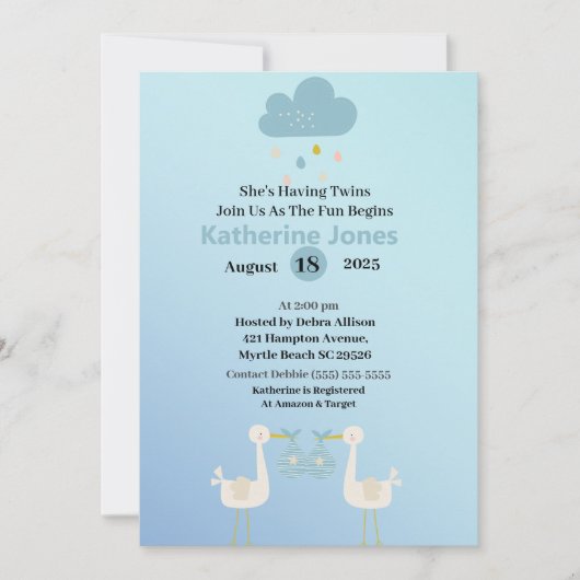 Twee dozen met een hittedouche voor baby kaart (Voorkant)