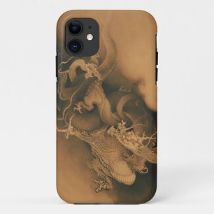 Twee draken in wolken vintage iPhone 11 hoesje