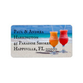 Twee drankjes op strandadreslabels etiket (Voorkant)