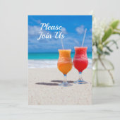 Twee drankjes strandfeestthema kaart (Staand voorkant)
