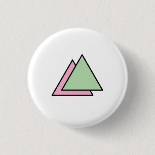 Twee driehoek ketting ronde button 3,2 cm