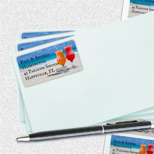 Twee Drinken op de Adresetiketten van de Beach Etiket