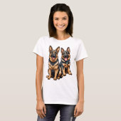 Twee Duitse herders T-shirt (Voorkant volledig)
