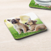 Twee Duitse Puppies van Shepherd Bier Onderzetter (Linkerzijde)