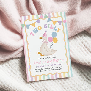 Twee Dwaze Gans Zachte Pastel Streep 2e Verjaardag Kaart